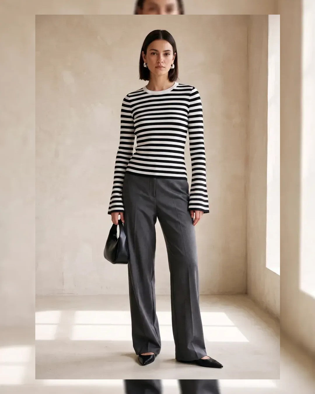 Basc Chic Stripe Tee - Black - front view