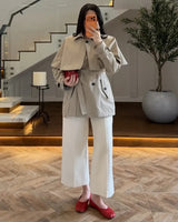 Blazer + Belt - Beige - front view