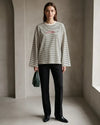 Breton Stripe Long Sleeve - Off White - front view