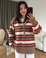 Caramel Candy Cane Knit - Multi - front view