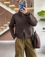 Cardigan - Brown - front view