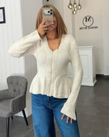 Cardigan - Beige - front view