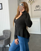 Cardigan - Dark Grey - three-quarter view