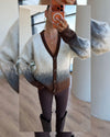 Cardigan - Brown - front view
