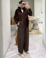 Fall Fur Cardigan - Brown - front view