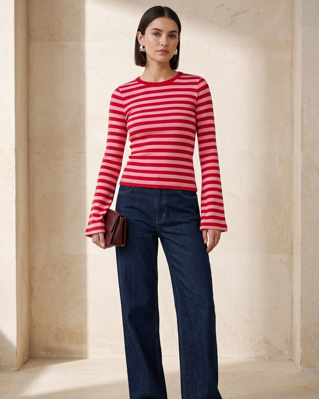 Casual Chic Stripe Tee - Red - front view