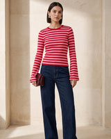 Casual Chic Stripe Tee - Red - front view