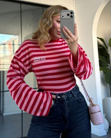 Casual Day Stripe Tee - Pink - front view