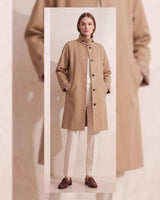 Check Sleeve Trench Jacket - Camel - front view