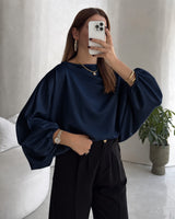 Cloud Sleeve Blouse - Navy - front view