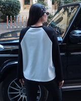 Contrast Sleeve Tee - White - back view