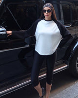 Contrast Sleeve Tee - White - front view
