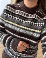 Cozy Crewneck Sweater - Brown - detail