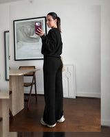 Cozy Knit Lounge Co-Ord - Black - three-quarter view