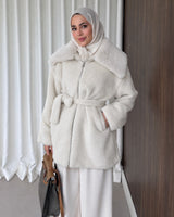 Cozy Luxe Coat - Beige - front view