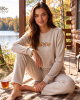 Cozy Season Soft Knit Pajama Set - Light Beige - front view