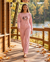Cozy Season Soft Knit Pajama Set - Light Pink - front view