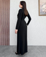 Draped Shell-Buckle Gown