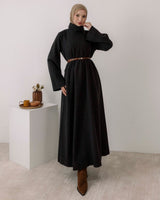 Dress + Belt - Black - front view