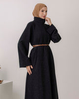 Dress + Belt - Black - three-quarter view