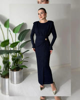 Sparkle Draped Waist Evening Dress
