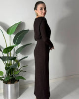 Sparkle Draped Waist Evening Dress