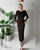 Sparkle Draped Waist Evening Dress