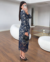 Dress - Navy - three-quarter view