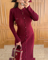 Dress - Burgundy - front view
