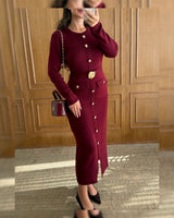 Dress - Burgundy - front view