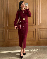 Dress - Burgundy - front view