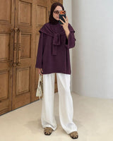 Effortless Long Sleeve Top - Purple - front view