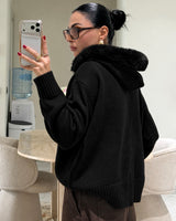Fall Fur Cardigan - Black - back view