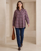 Fall Plaid Detailed Shirt - Burgundy - front view