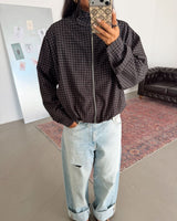 Grid Print Bomber Jacket