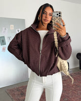 Grid Print Bomber Jacket