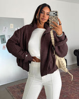 Grid Print Bomber Jacket
