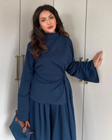 Heather Grey Wrap Set - Navy - front view