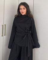 Heather Grey Wrap Set - Black - front view