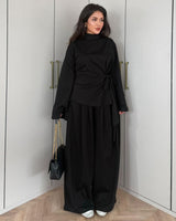 Heather Grey Wrap Set - Black - front view