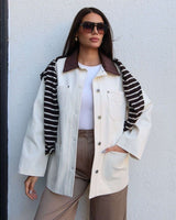 Heavy-Twill Overshirt Jacket - White - front view