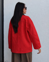Heavy-Twill Overshirt Jacket - Red - back view