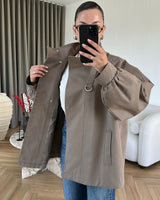 High Neck Must Have Trench + Belt - front view