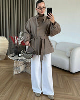 High Neck Must Have Trench + Belt - front view