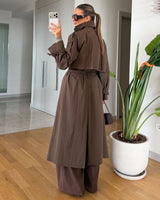 Perfect Fall Trenchcoat + Belt - Brown - back view