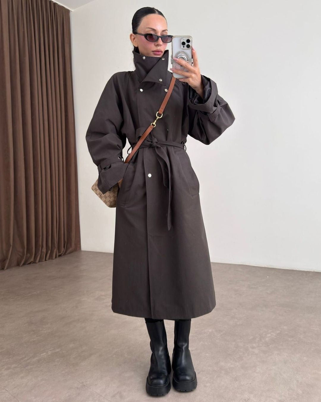 Jacket + Belt - Brown - front view