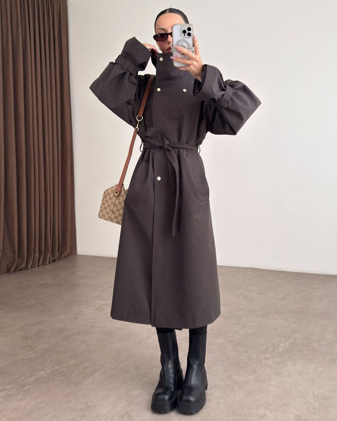 Jacket + Belt - Brown - front view