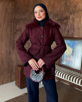 Jacket + Belt - Burgundy - front view