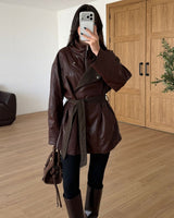 Jacket in Chocolate Brown - Brown - front view