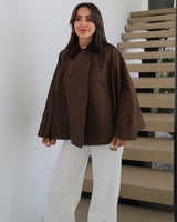 Fall Cape Jacket - Brown - front view
